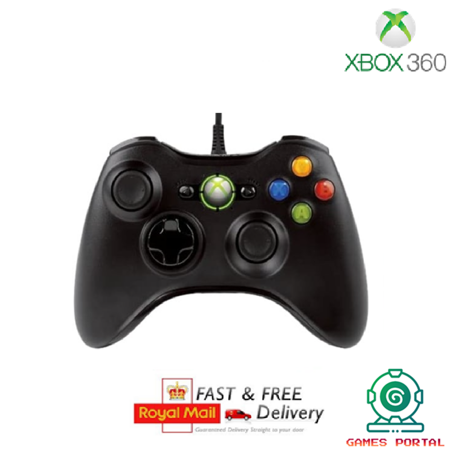 Xbox 360 Official Genuine Microsoft Controller - Wired - New Thumbsticks