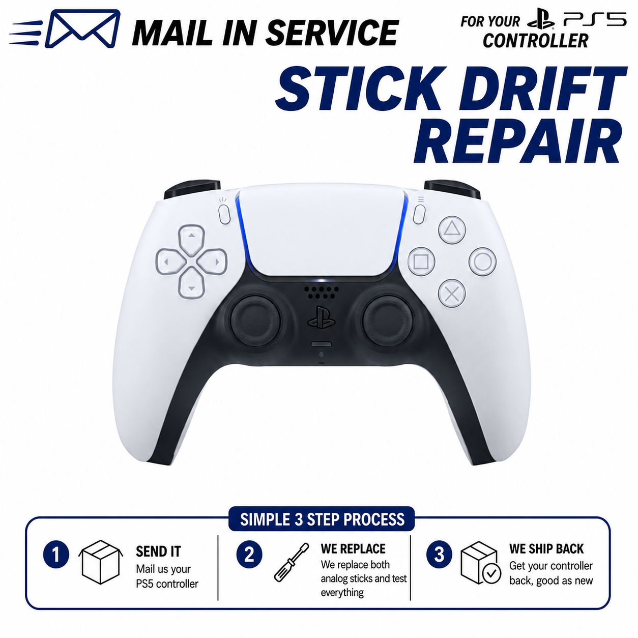 PS5 Controller Service - Analog Stick Drift Repair / Service - Both Sticks
