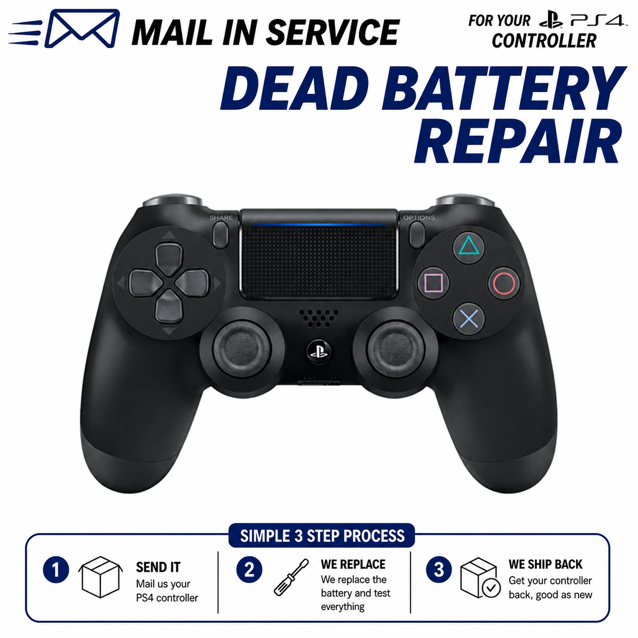 PS4 Controller Repair Service - Dead Battery Replacement