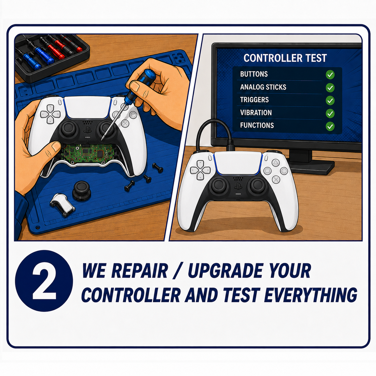 PS5 Controller Service - Analog Stick Drift Repair / Service - Both Sticks