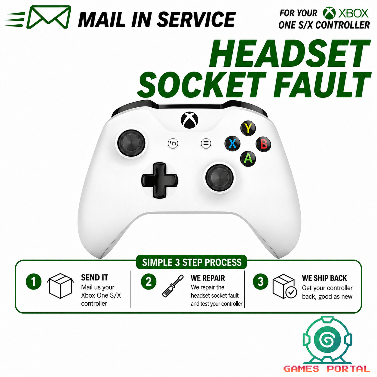 Xbox One S Controller (1708) Repair Service - Headset Socket Fault